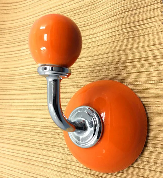 Ceramic Wall Hooks Curtain Tie Backscoat Hooks Decorative Clothes Hangers Cat Hangers Orange Silver Chrome Kitchen Hooks