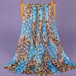 Chiffon scarf shawl leopard print women fashion sjaal schal spring autumn long scarfs poncho luxury hijab Silk scarves Hot Sale