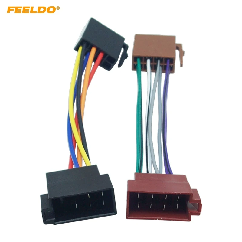 

FEELDO 1Pair Car ISO Radio Plug Adapter Wiring Harness For VW Audio Power & Loudspeaker ISO 2 Heads Male to Female #CT1954