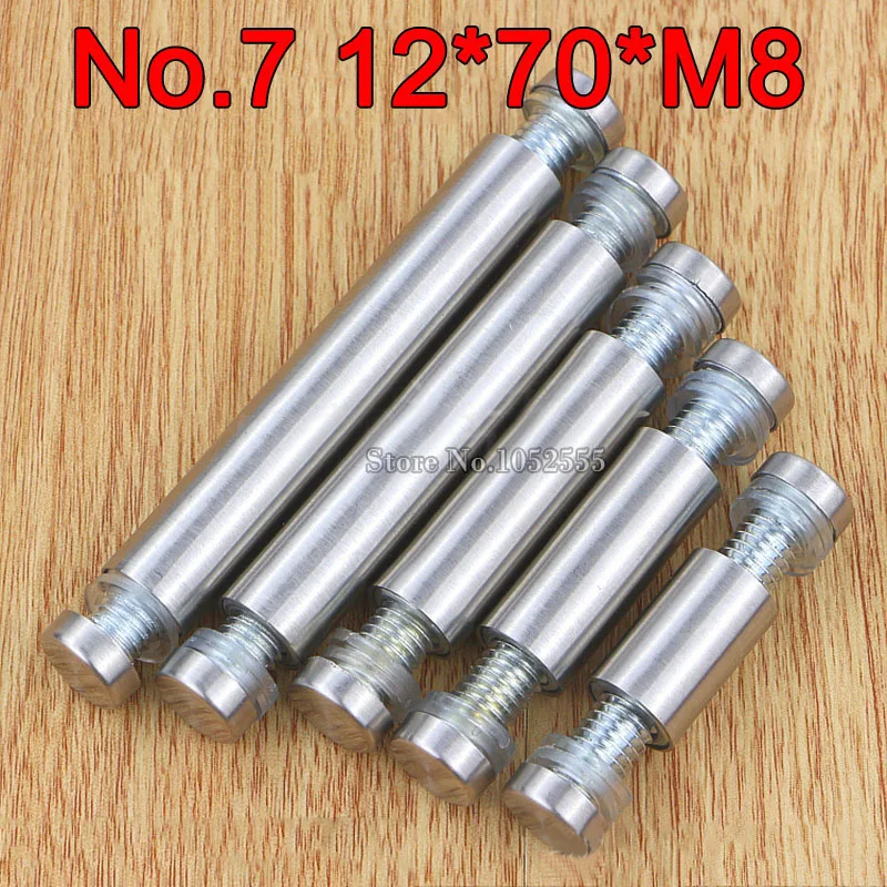 Express Shipping ! Wholesale 200PCS 12mm*70mm*M8 Stainless Steel Advertisement Nails Fixing Screws Glass Standoff Pins