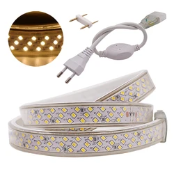 276Led/m Led Strip Light 220V 2835 Three Row Waterproof Flexible Rope Lights With EU Power Plug White 1m 5m 10m 15m 20m 50m 100m