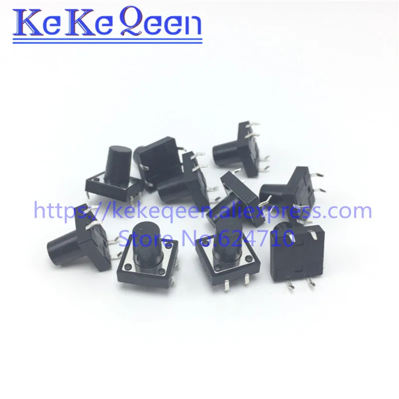 100Pcs 12*12*4.3/4.5/5/5.5/6/6.5/7/7.5/8/8.5/9/9.5/10mm Through Hole Micro Push Button Tact Momentary Switch 12x12 mm DIP-4 4PIN