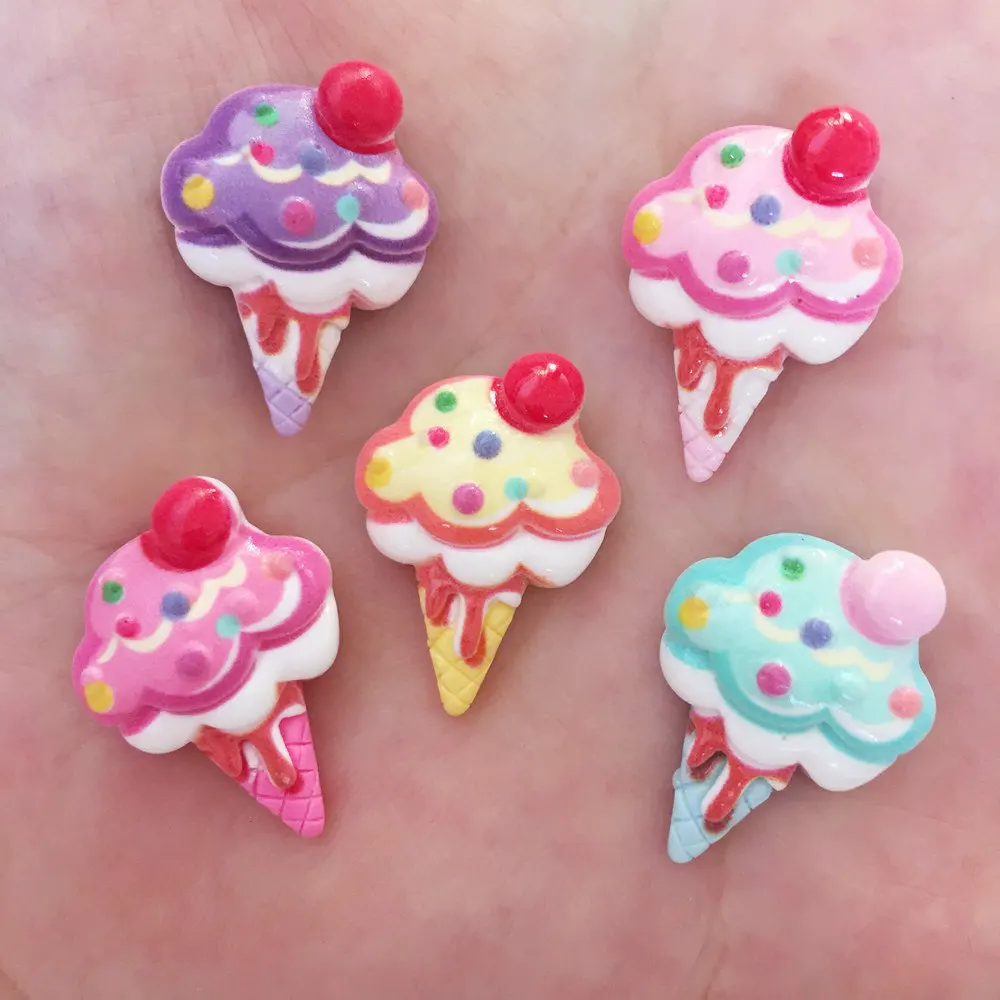 New 20PCS Resin Hand-painted Ice Cream Flatback Stone Scrapbook Wedding Crafts W02*2