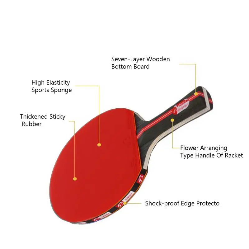 Table Tennis Bat Hand-shake Racket Beginner's Training Ping-Pong Bat Table Tennis Racket Set (2 Rackets + 3 Balls)