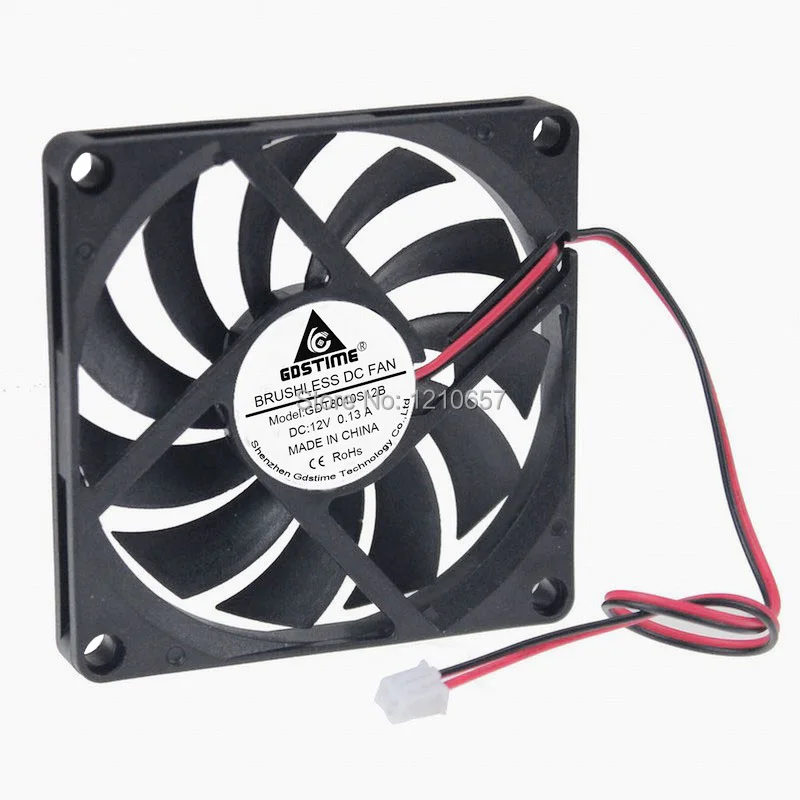 1 Pcs Gdstime Brushless Axial Industrial Flow Cooling Fans 80mm 80x80x10mm 8010S DC 12V 2P Duct Ventilation Cooler Fan