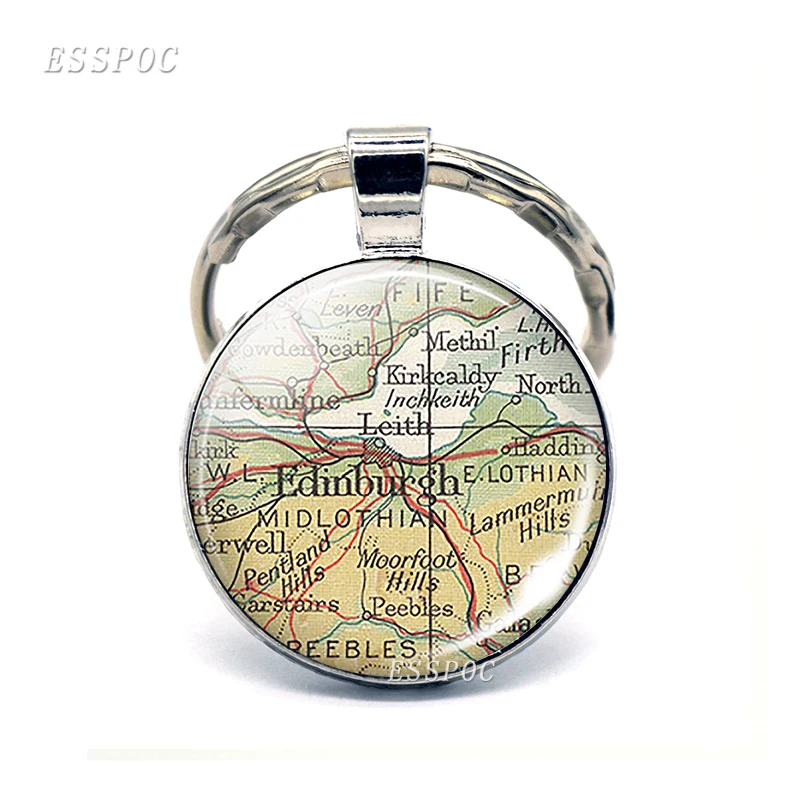 Europe Cities Map Glass Pendant Keychain Paris Prague Venice Rome Florence Fashion Souvenir Keyring Jewelry Gifts For Traveler image 3