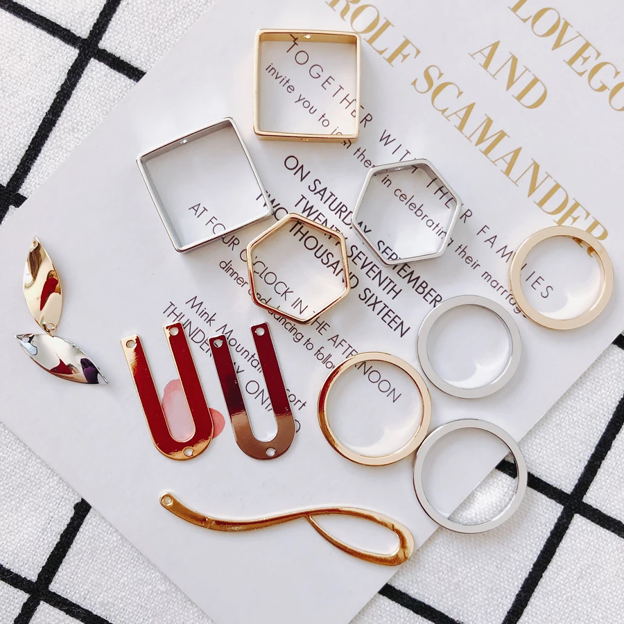 KC Gold Plated Earring Accessories Metal Charms Pendant Eardrop Components Necklace Diy Making Material Jewelry Finding4pcs