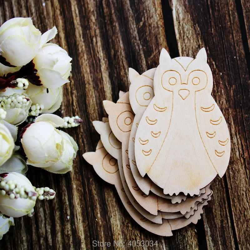 Wooden Owl Perching Craft Shape  Plywood Comic Cute Native Bird