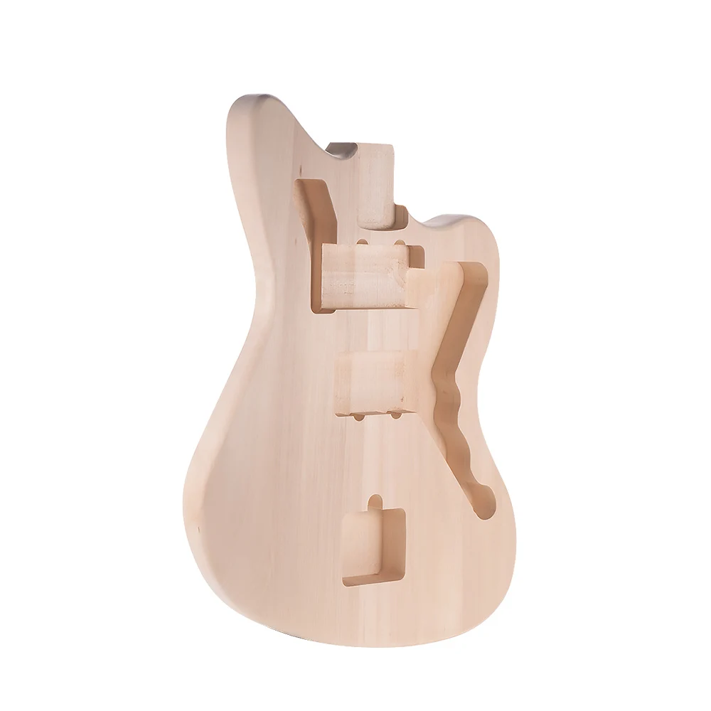 Muslady MZB-T DIY Electric Guitar Unfinished Body Guitar Barrel Blank Basswood for Mustang Guiatrs Guitar Body Replacement Parts