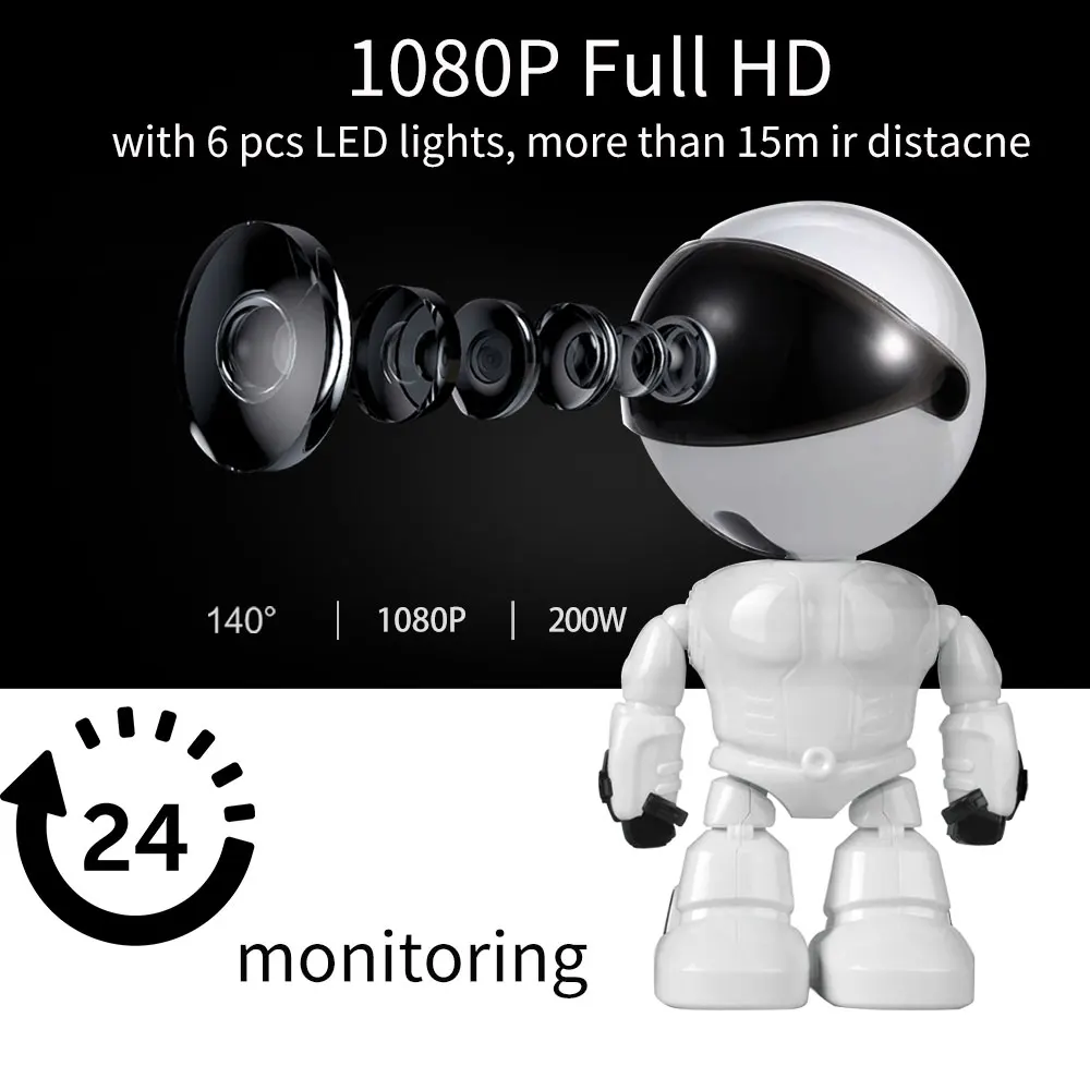 Baby Monitor Robot Camera  Two-way Audio 1080P HD Network IP Night Vision Motion Detection Camera Pet  Baby Monitor Video Nanny