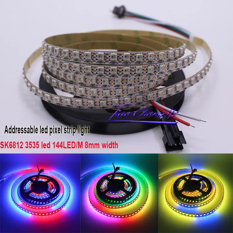 

2M DC5V SK6812 MINI 3535 144led/m addressable RGB LED pixel strip 8mm Width PC