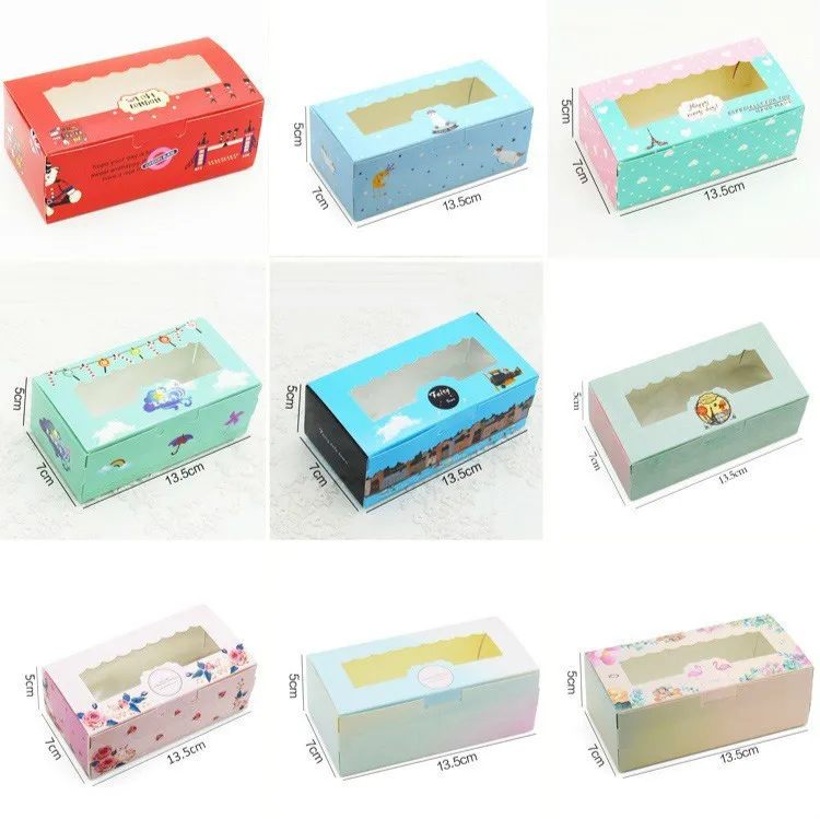 12PCS Kraft Paper Boxes For Packaging Cupcake Pink Window Flower Gift Wedding Bags For Cake Candy Cookies Toy Party Favors