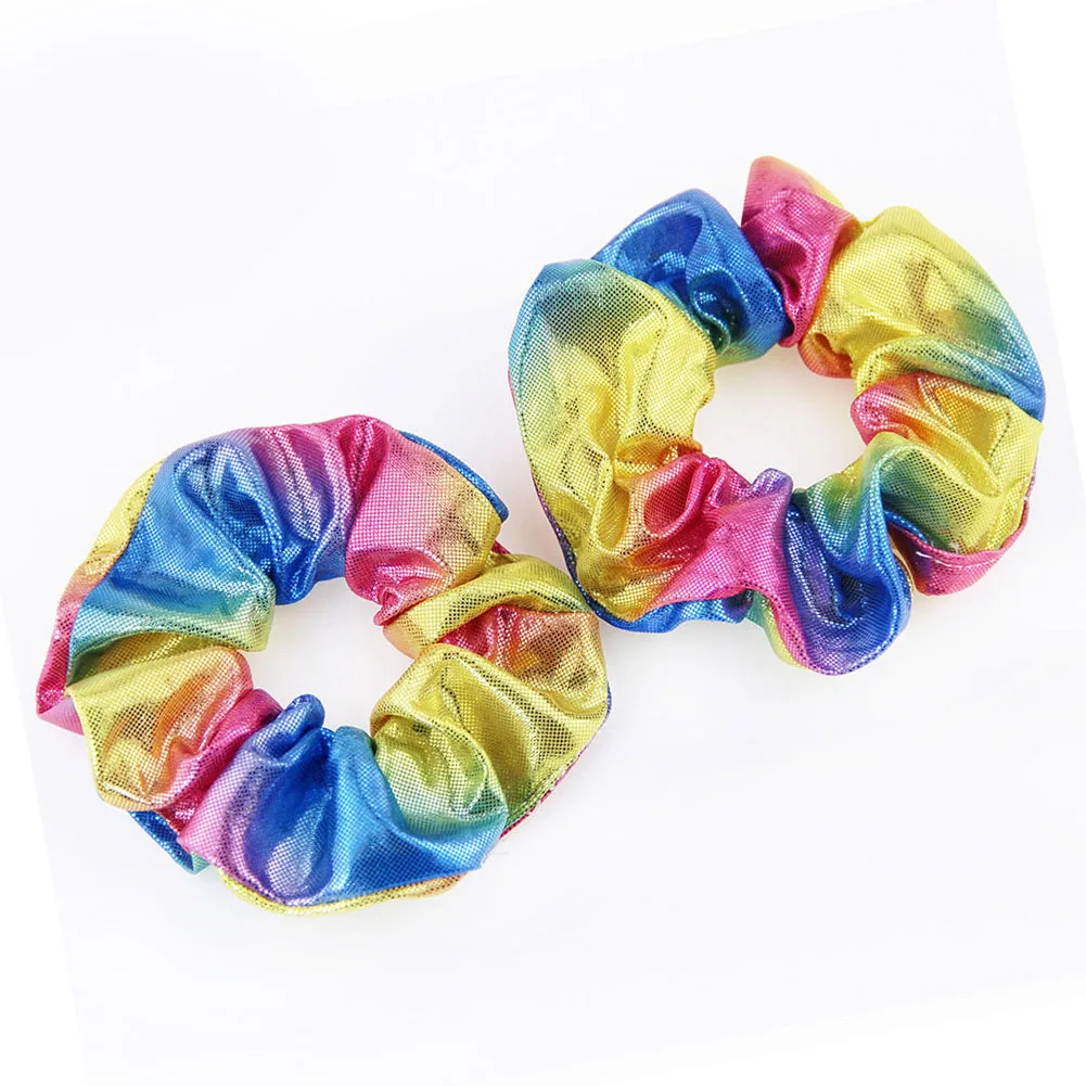 2019 Fashion Women Colorful Bronzing Elastic Hair Rope Glitter Ponytail Holder Hair Ring Accessories Girls Scrunchies Headwear