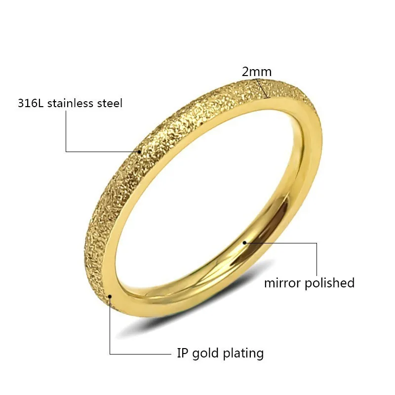 4 Color Scrub Gold Ring Men's and Women's Ring Stainless Steel Round Polishing 2019 Jewelry Trenday Size 6 7 8 9Silver Rose Gold