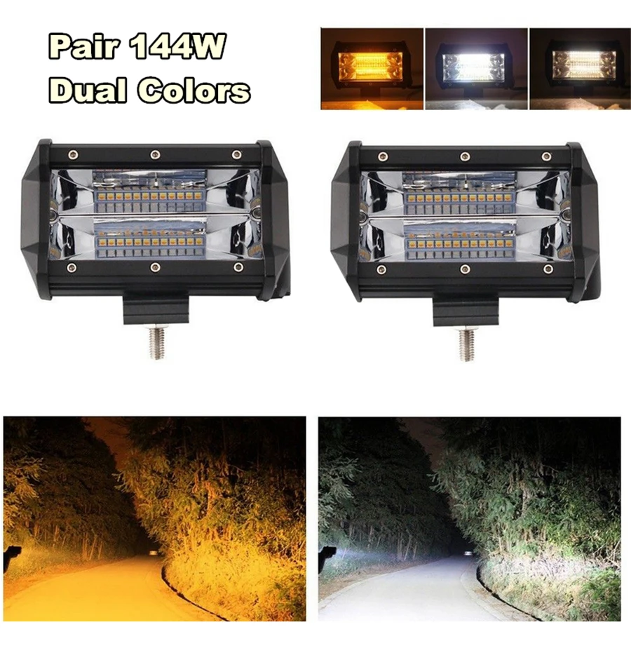 

2 x 5inch 144W 16000LM LED Work Light Bar Offroad Led Bar for 12V 24V Truck SUV ATV 4x4 4WD Jeep Led Driving Lamp 3000K 6500K