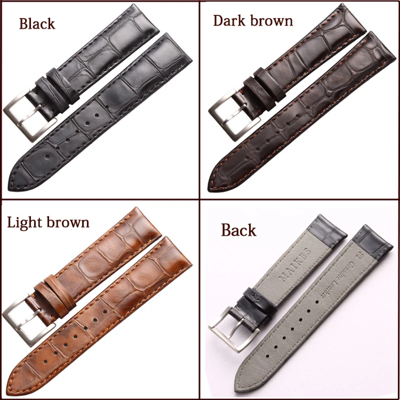 Retro Genuine Leather Watch Band 22mm 20mm 19mm 18 mm Soft Calfskin Watchband Smart Watch Strap for Samsung 46mm Huawei Bracelet