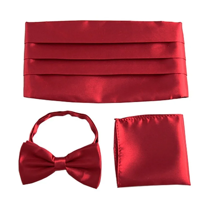 Festa formal masculina Cummerbund conjuntos, gravata borboleta, smoking quadrado de bolso, Cummerbunds cinto, casamento