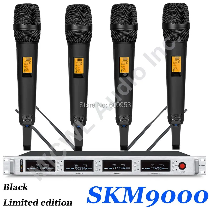 

MiCWL SKM9000 4x100 Channel Wireless Microphone System Black 4 Champagne Gold Color Limited Edition 4 Beige Headset 4 Lavalier