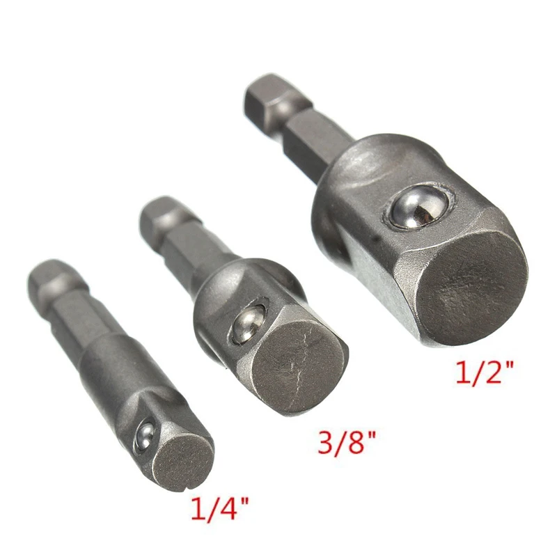 3pcs x Hex Shank Extension Bits Power Drive Drill Socket Adapter to 1/4