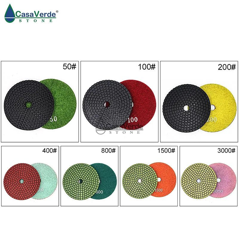 7pcs/lot 100mm Wet 4 inch flexible diamond polishing pads for granite and marble with 2.5mm working thickness