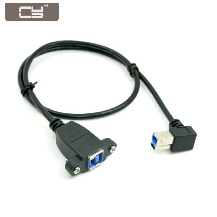 

CY USB 3.0 Back Panel Mount B Type Female To Right Angled 90 Degree B Type Male Extension Cable 0.5m