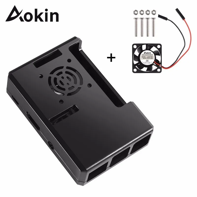 Aokin For Raspberry Pi 4 3 3B Plus Case ABS Protective Shell Removable Case With Cooling Fan For Raspberry Pi 3 B+/3/2/ B+