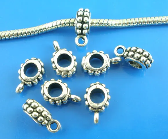 DoreenBeads 50 шт не блестящие серебряные цветные проставки бусинки под залог. Подходит для европейского шарма 13x8 мм (B03344), yiwu