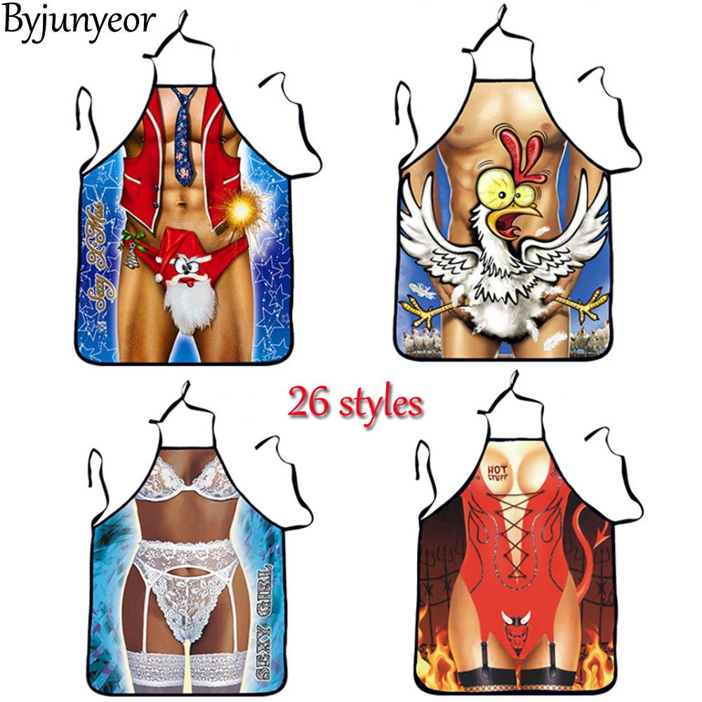 26 Colors Funny Aprons Sexy Kitchen Dinner Party Baking For Xmas Woman Muscle Man Delantales BBQ Party Cartoon Delantal Cocina