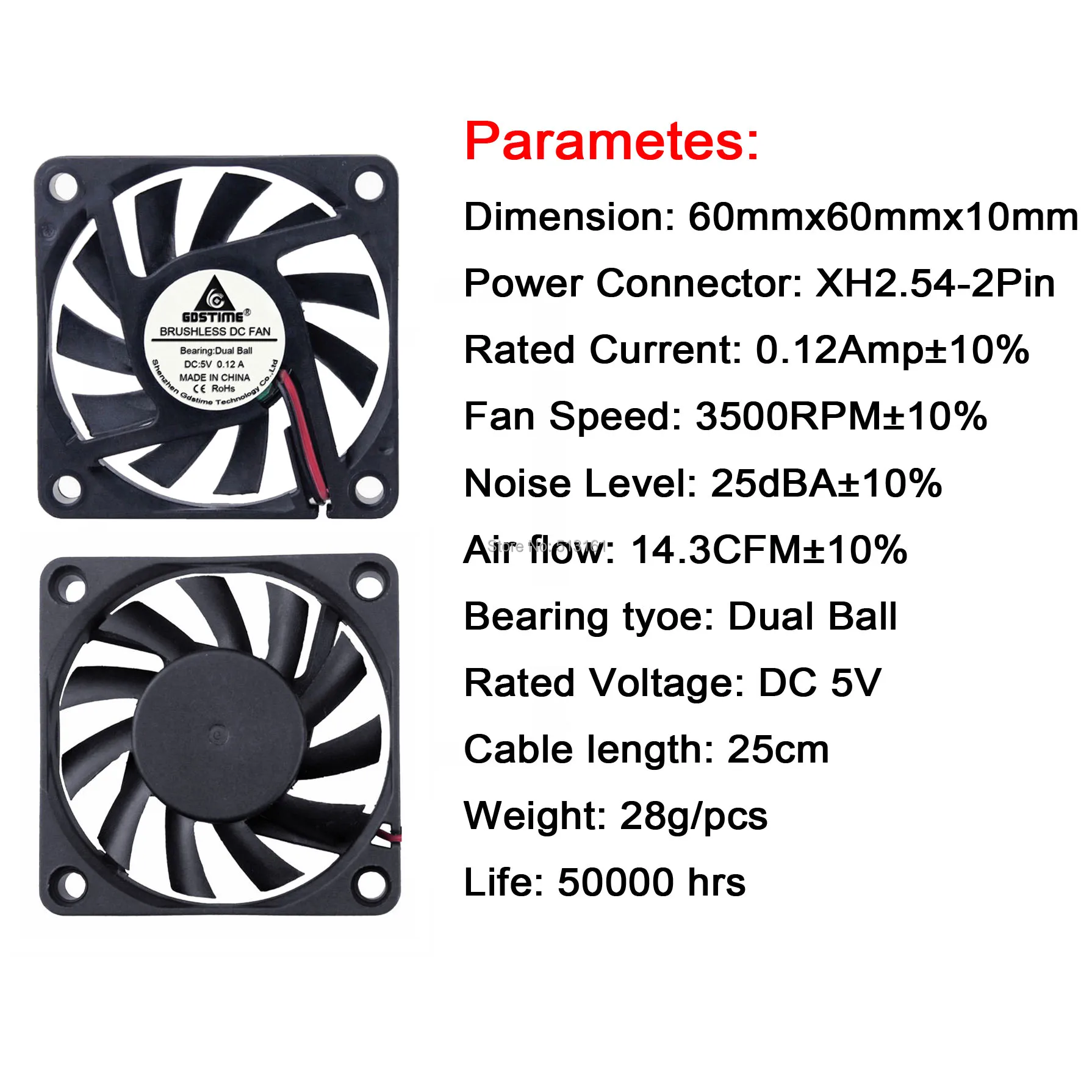 Gdstime 5 v Bóng Mang 60 mét 6 cm 60 mét x 60 mét x 10 mét DC Không Chổi Than PC máy tính xách tay Máy Tính Làm Mát Cooler Fan Indsutry Quạt Hướng Trục