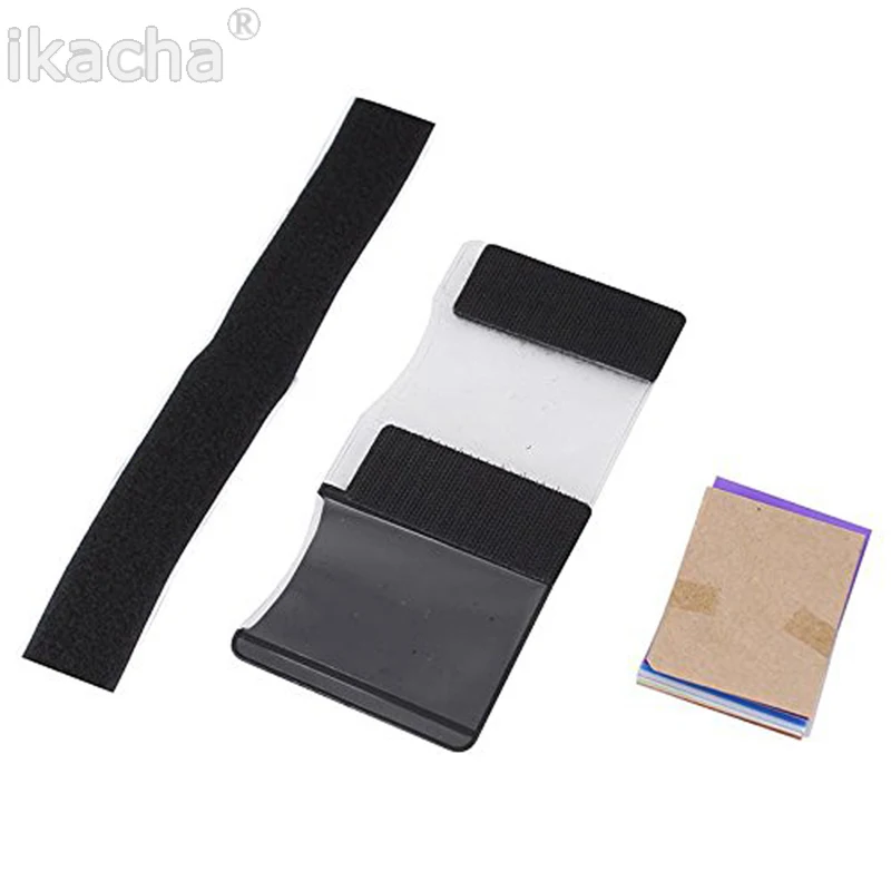 12 ชิ้นสีการ์ดสำหรับ Strobist แฟลชเจลสีตัวกรอง Balance ยาง Band Diffuser สำหรับ Canon Nikon SONY