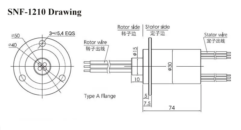 High Current Conductive Slip Ring 12Wires 10A Capsule Sliprings Out Dia. 30mm