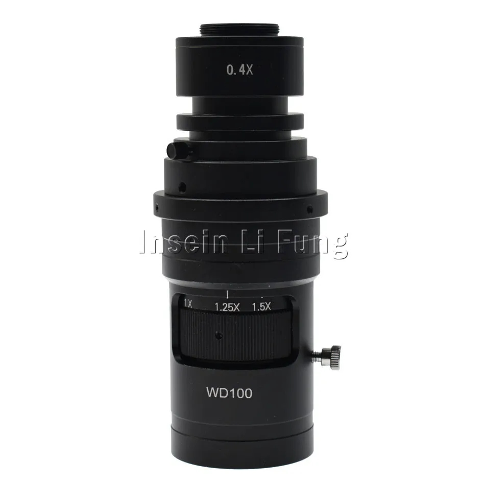 

10X-200X Adjustable Magnification 25mm Zoom C-mount Lens 0.7X~5X For Video Microscope Camera Working Distance 100mm-150mm