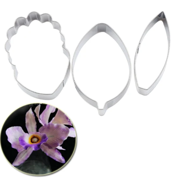 Cymbidium Cattleya Orchid Petal Veiners Flower Mold and Cutter Cake Decorating Tools Sugarcraft Resin Clay Moulds CS210