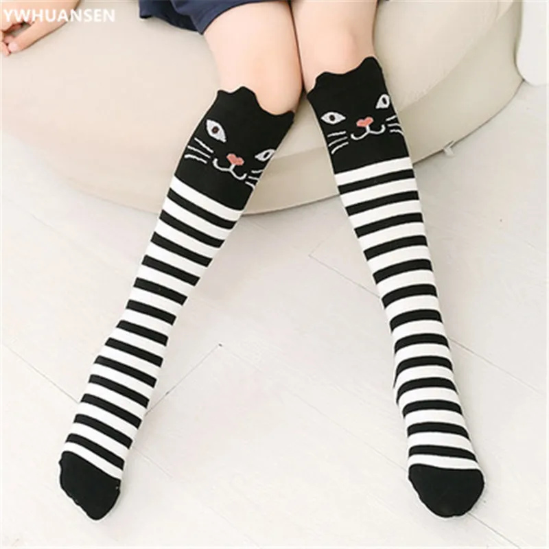 YWHUANSEN 1 Pair 2024 Girls Knee High Socks Animal Cotton Knit Over Calf Socks for Kids Teens Cute Cartoon Children Socks Spring