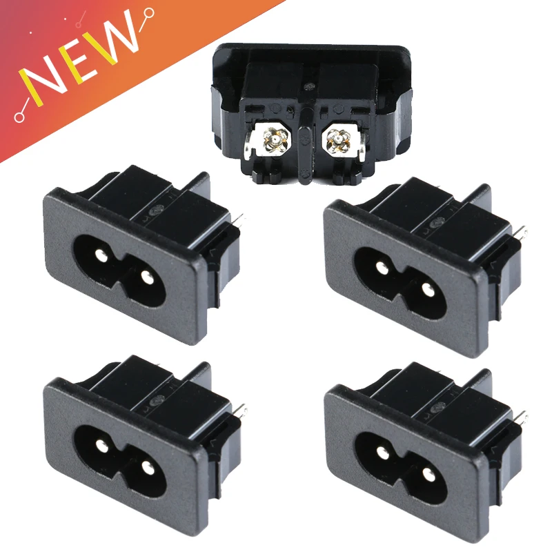 5 sztuk IEC320 C8 czarny 2 moc terminalu wtyczka gniazdo wlotowe AC 250V 2.5A