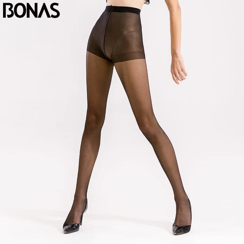 BONAS-Collants fins en nylon 12D pour femmes, 3 pièces/lot, grande taille, couleur unie, respirant, sexy