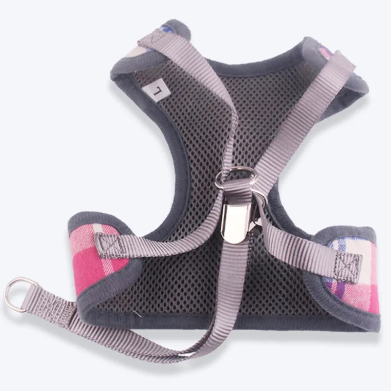 Plaid Dog Harness and Leash Set Pet Cat Vest Harness With Bowknot Mesh Padded For Small Puppy Dogs Chihuahua Yorkies Pug 10A