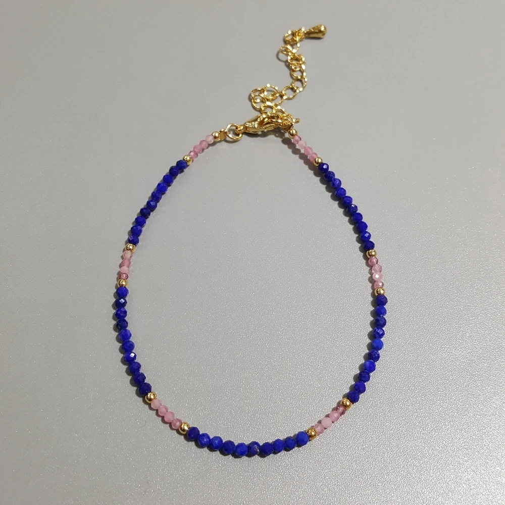 Lii Ji Real Stone Lapis lazuli Peridots Labradorite Pink Tourmalines Turquoises Bracelet Women Men Yoga Healing 1pcs