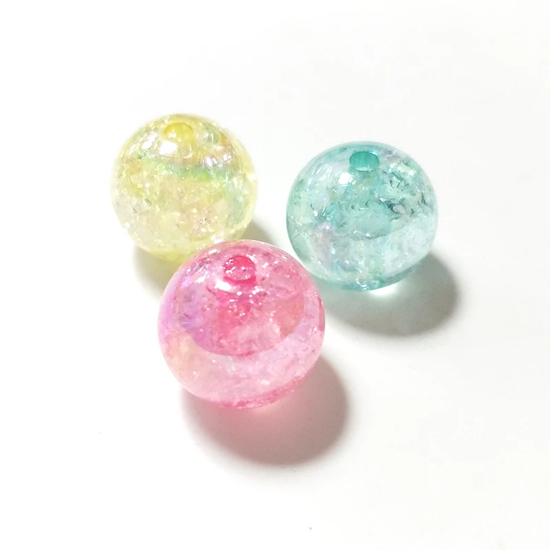 10 Pieces 16mm Candy Color Round Twinkling Acrylic Beads 3.8mm Hole for DIY Bracelet Jewelry Accessories PJ352