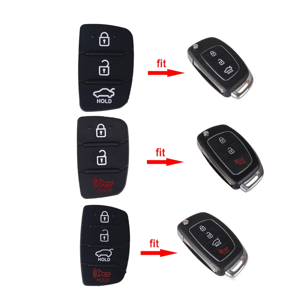 Dandkey 3 3+1 4 Buttons Rubber Pad Remote Key Case For Mistra Hyundai HB20 SANTA FE IX35 IX45 Kia K2 K5 Sportage Car Key Cover