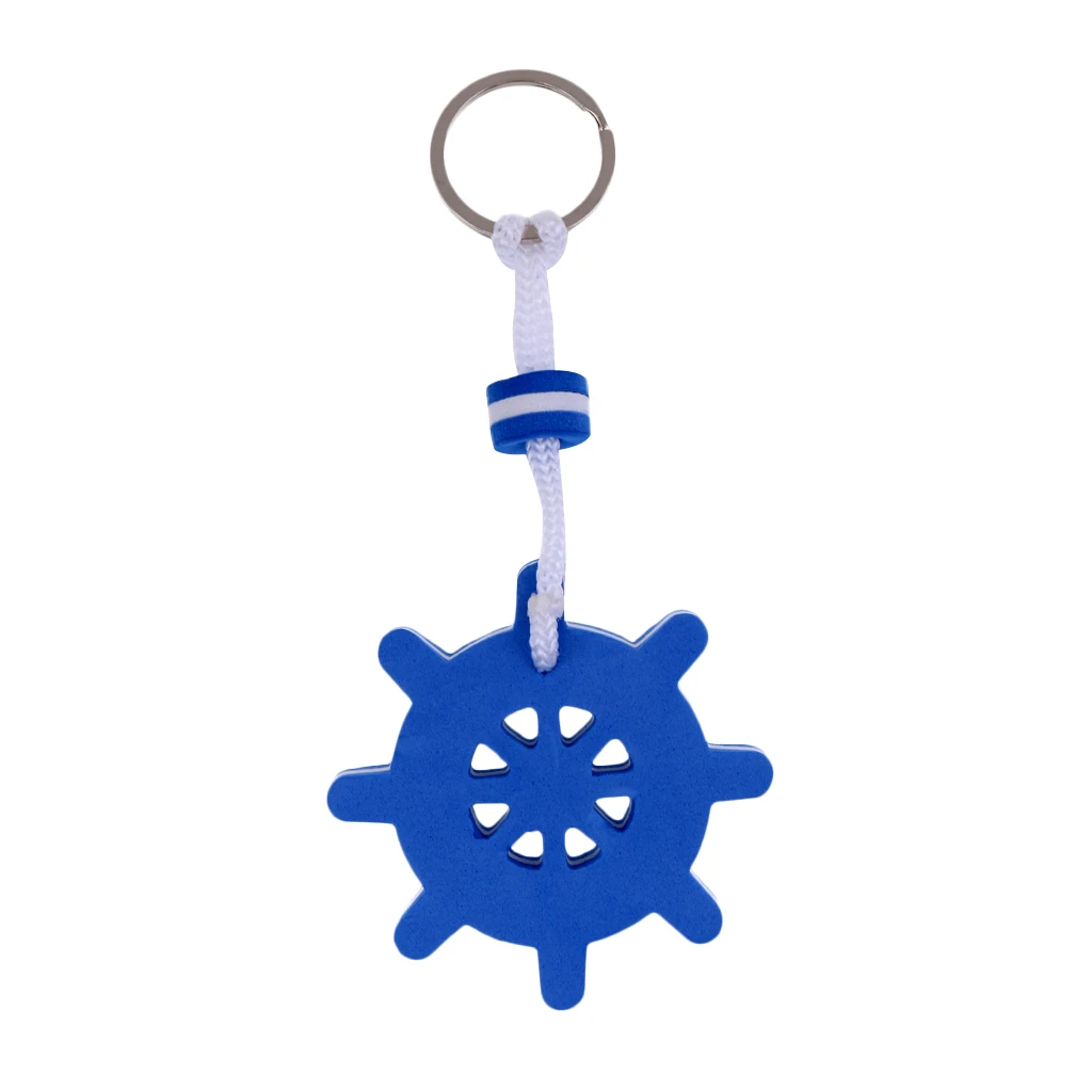 Kayaking Boating Floating Key Ring Sea Fishing Water Sports Floating Keychain Ships Wheel Rudder Solid Compressed Foam Key Ring