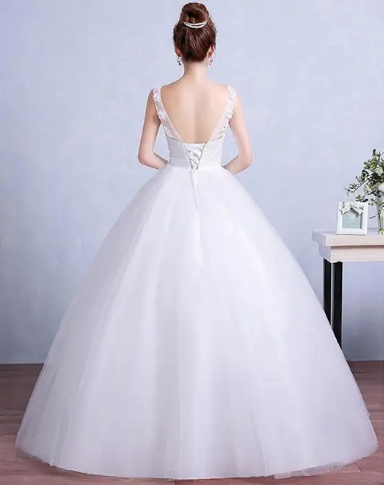 VENSANAC 2019 Illusion Pearls V Neck Lace Appliques Ball Gown Wedding Dresses Crystal Sash Backless Bridal Gowns