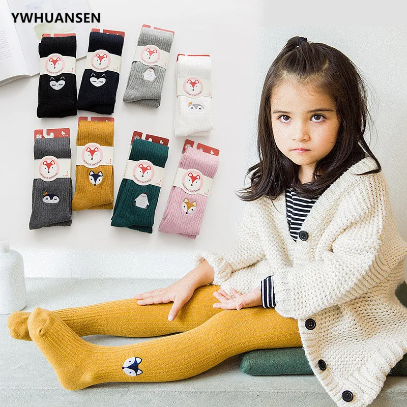 YWHUANSEN primavera autunno lavorato a maglia bambini collant cotone doppio ago collant per ragazze carino animale neonata vestiti invernali