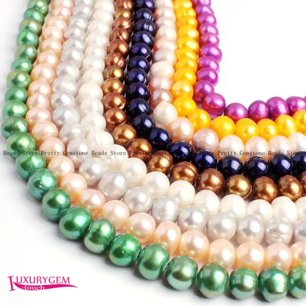 8-8.5mm Multicolor Natural Freshwater Pearl Oval Shape DIY Loose Beads Strand 35cm Jewelry Making wj404