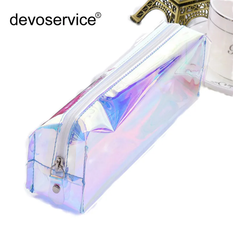 Cool Laser Transparent Color Pencil Case Fresh Art Stationery Tassel Pouch Cosmetic Bag Pen Bag Student Gifts Offic Supplies