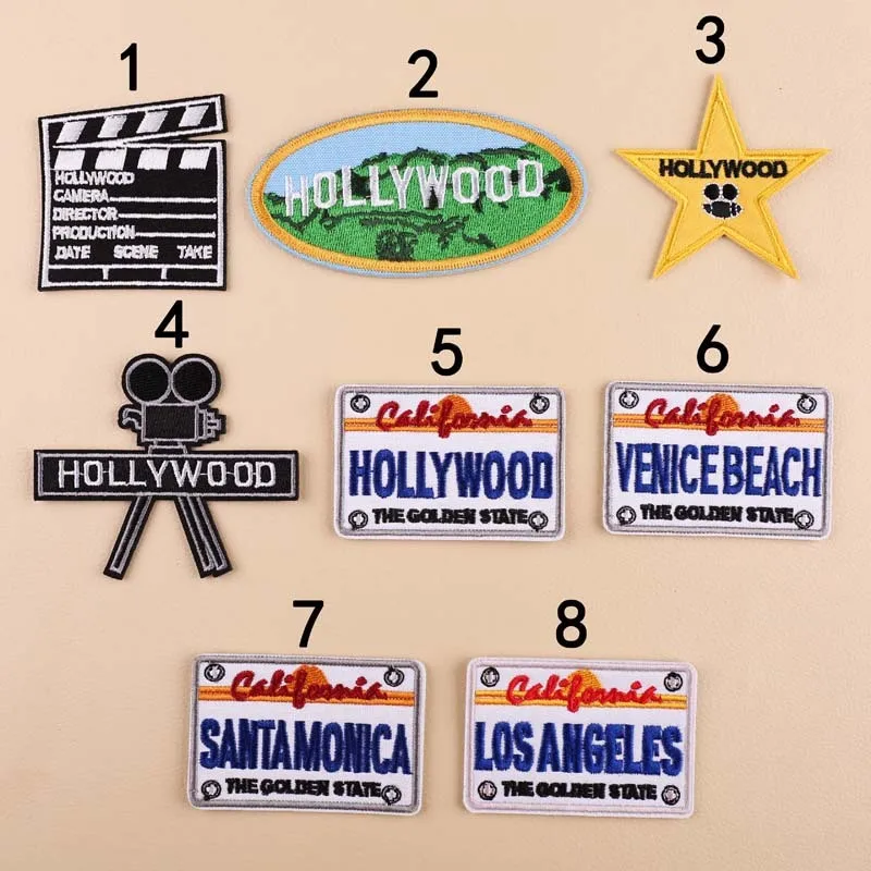 PGY 1 PCS High-quality Hollywood Beating projector Embroidered Patches for Clothing DIY Stripes Clothes Stickers Stars Badges