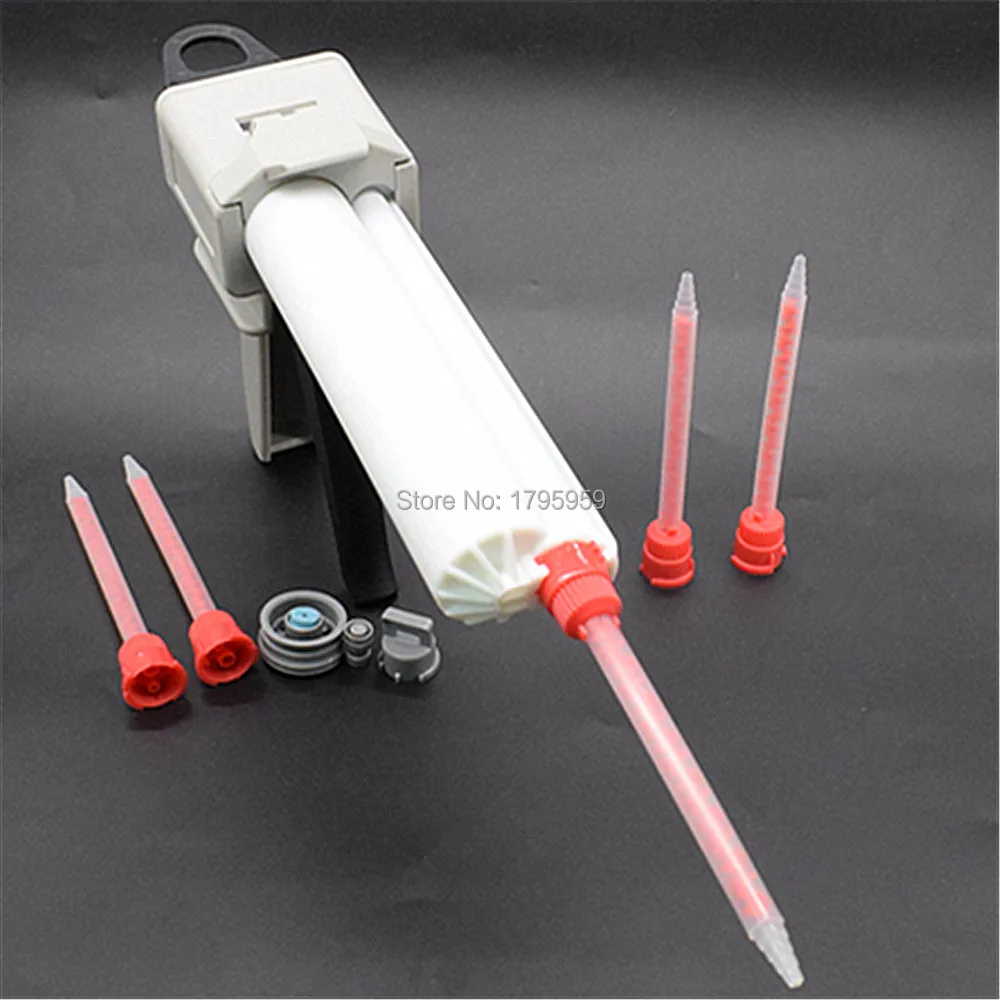 75ml 10:1 pistola per calafataggio AB Dispenser per pistola per colla epossidica con 75ml 10:1 cartuccia vuota a doppio barilotto e ugello di miscelazione statico 5pc 10:1