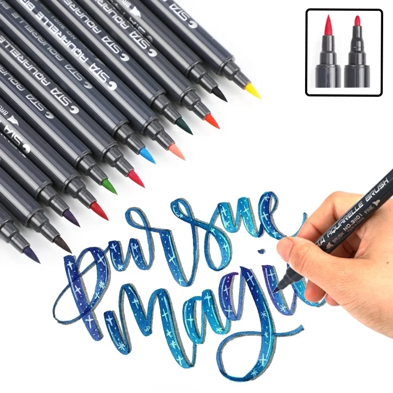 

STA Calligraphy Brush Marker Pen Set Double Headed Sketch Paint Water Brush Art Watercolor Marker Pens Drawing Supplies
