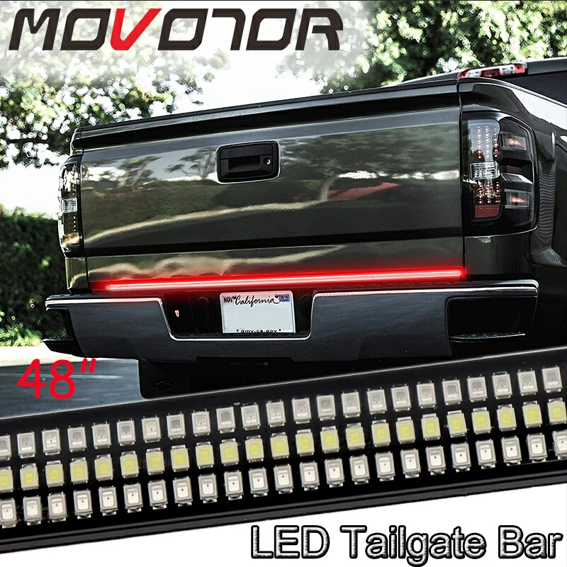 

48 inches TRIPLE LED Tailgate Light Bar Strobe Flashing Brake +Sequential Amber Turn Signal Running Light for Pick Up Truck