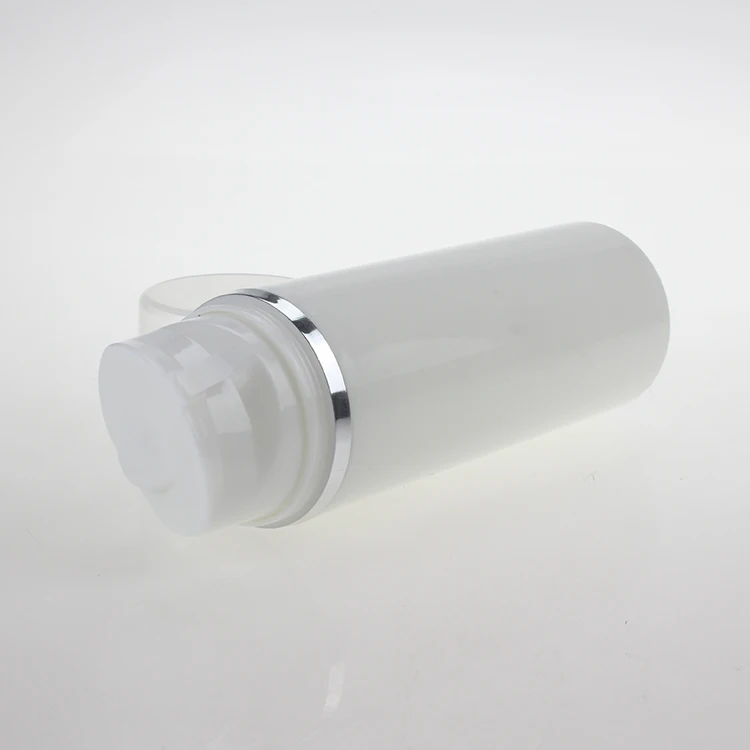 

100 ml vacuum airless cosmetic container with silver line, airless pump bottle with clear cap